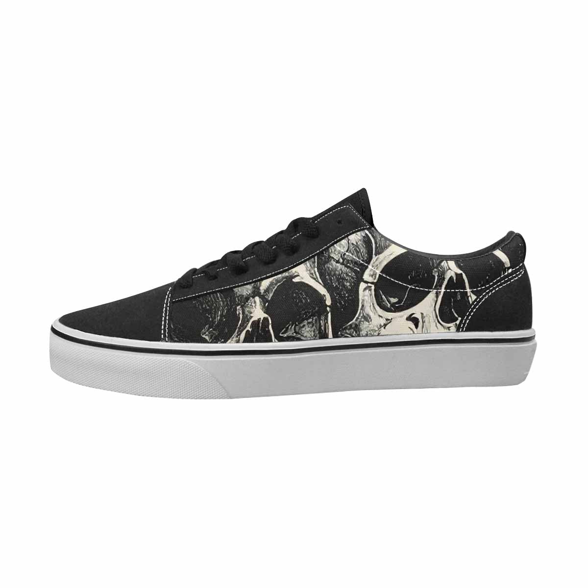 MEN'S Skulls Black & Green Ink Canvas Custom Design Dreamcore Custom Shoes