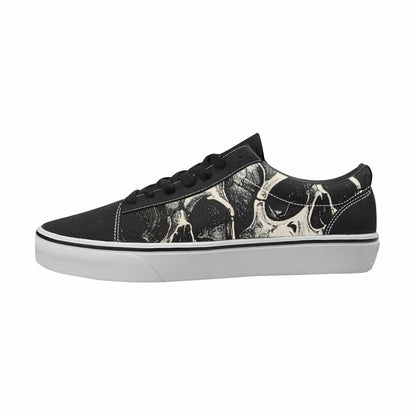 MEN'S Skulls Black & Green Ink Canvas Custom Design Dreamcore Custom Shoes