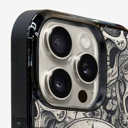 iPhone 16 Pro Max Case — Intricately Detailed Sugar Skulls In Black, Customized Protective Case