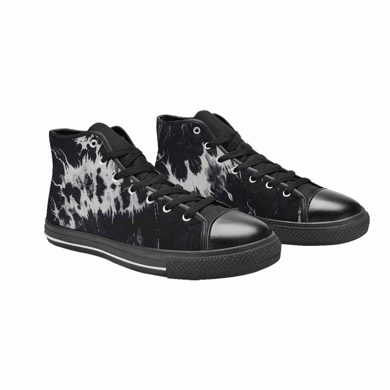 MEN'S Black White Animal Print High Top Canvas Surreal Sneakers
