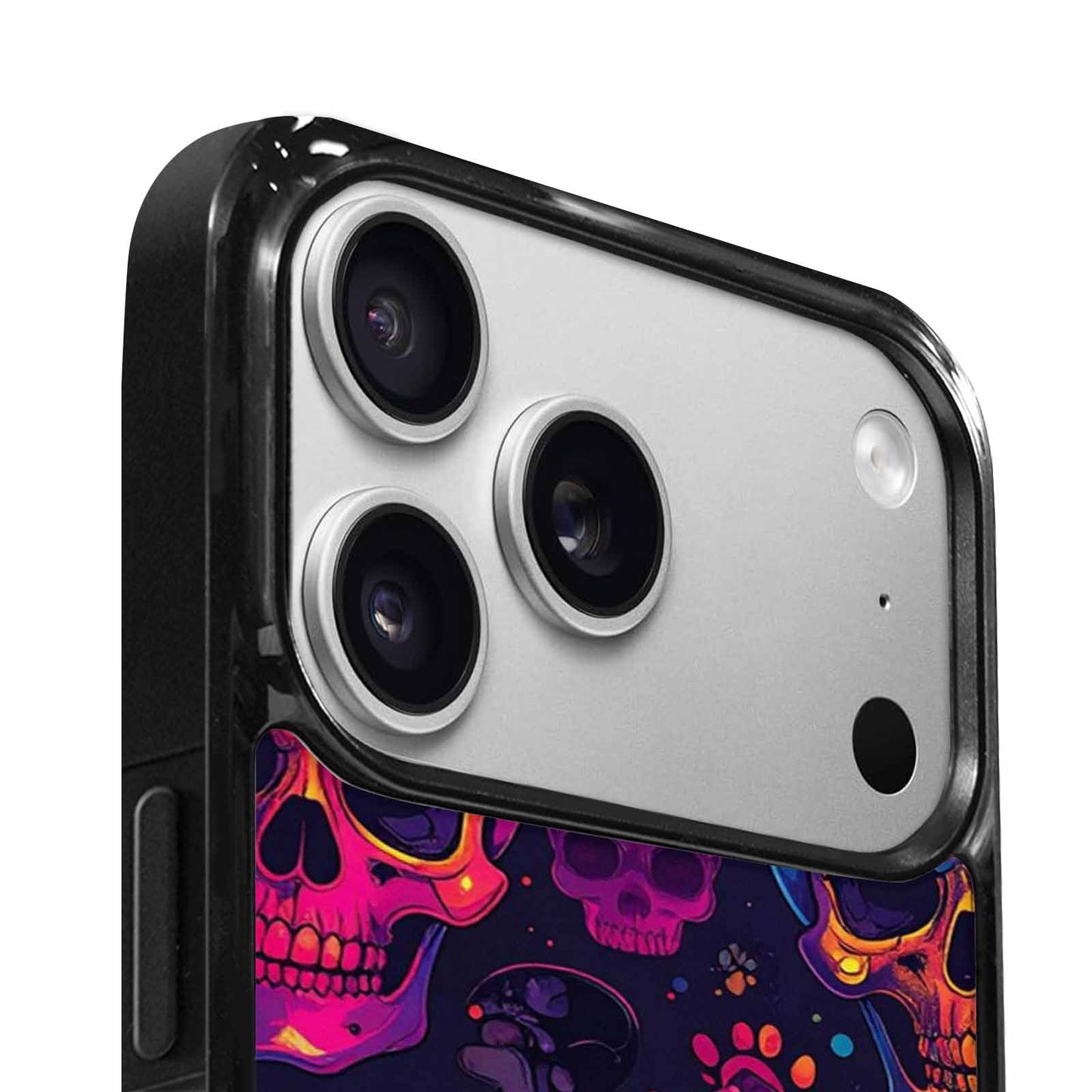 iPhone 17 Pro Case — Iridescent Millions Of Paw Gothic Skulls, Custom Designed Case Cover