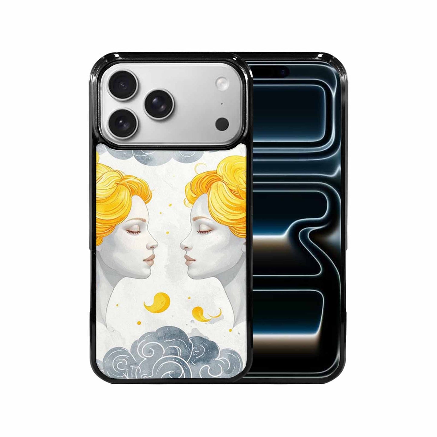 iPhone 17 Pro Max Case — Gemini Twins Zodiac Pattern, Original Art, Original Design Phone Case