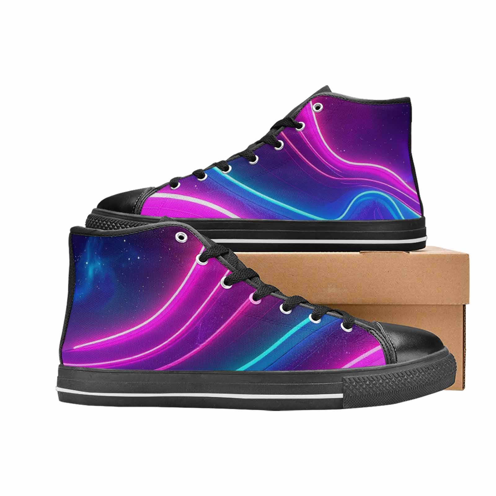 WOMEN'S 80S Neon Cartoon High Top Canvas Grunge Custom Shoes