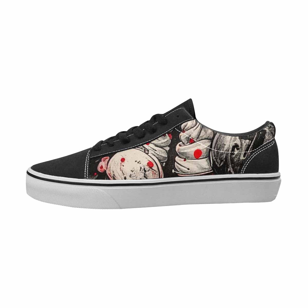 WOMEN'S Ice Cream Black & Red Ink Canvas Custom Fashion Kaleidoscope Original Art Sneakers