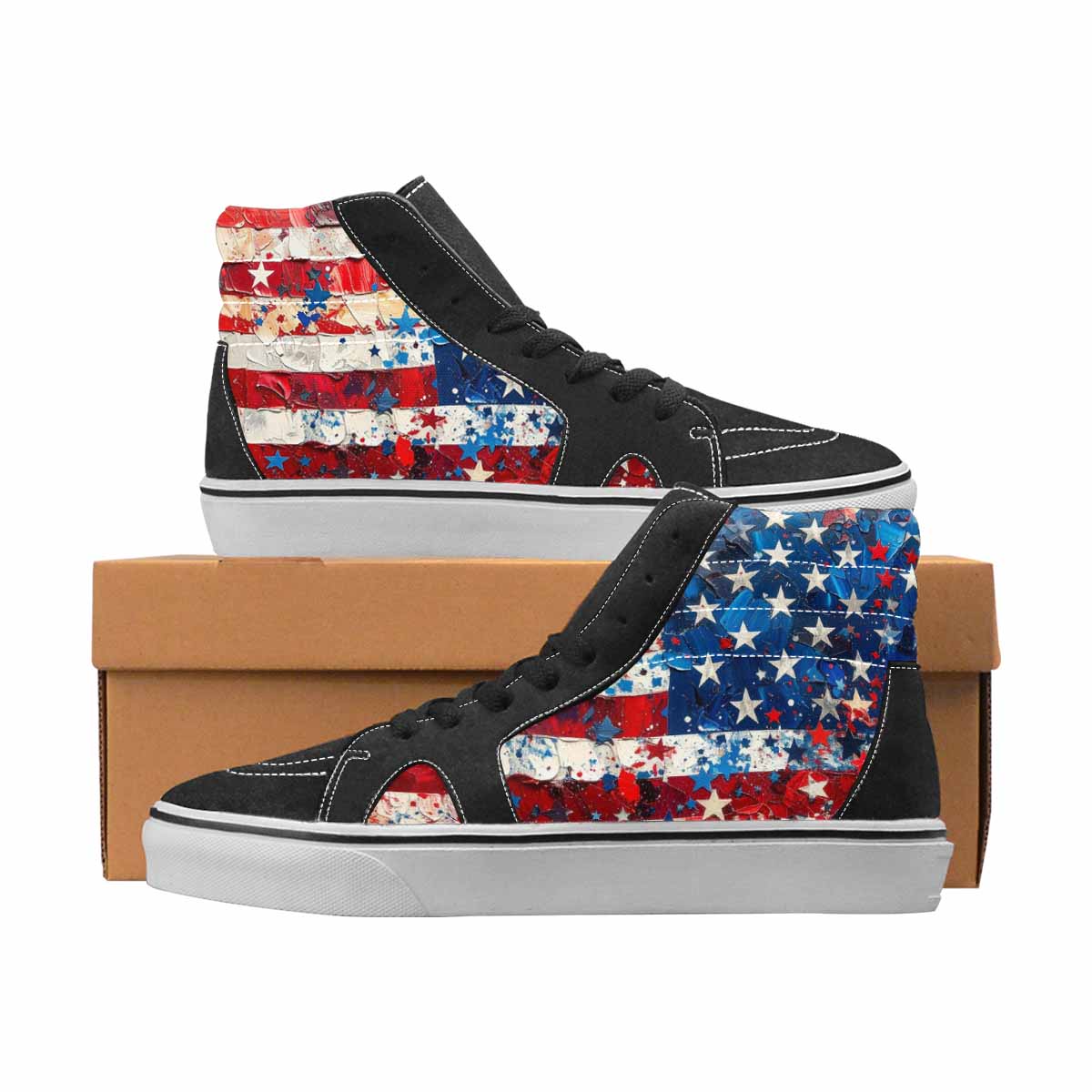 WOMEN'S Patriotic High Top Canvas Custom Design Vivid Custom Sneakers