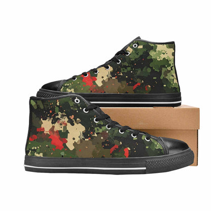 WOMEN'S Military Camouflage Blotch High Top Canvas Vibrant Chaos Shoes