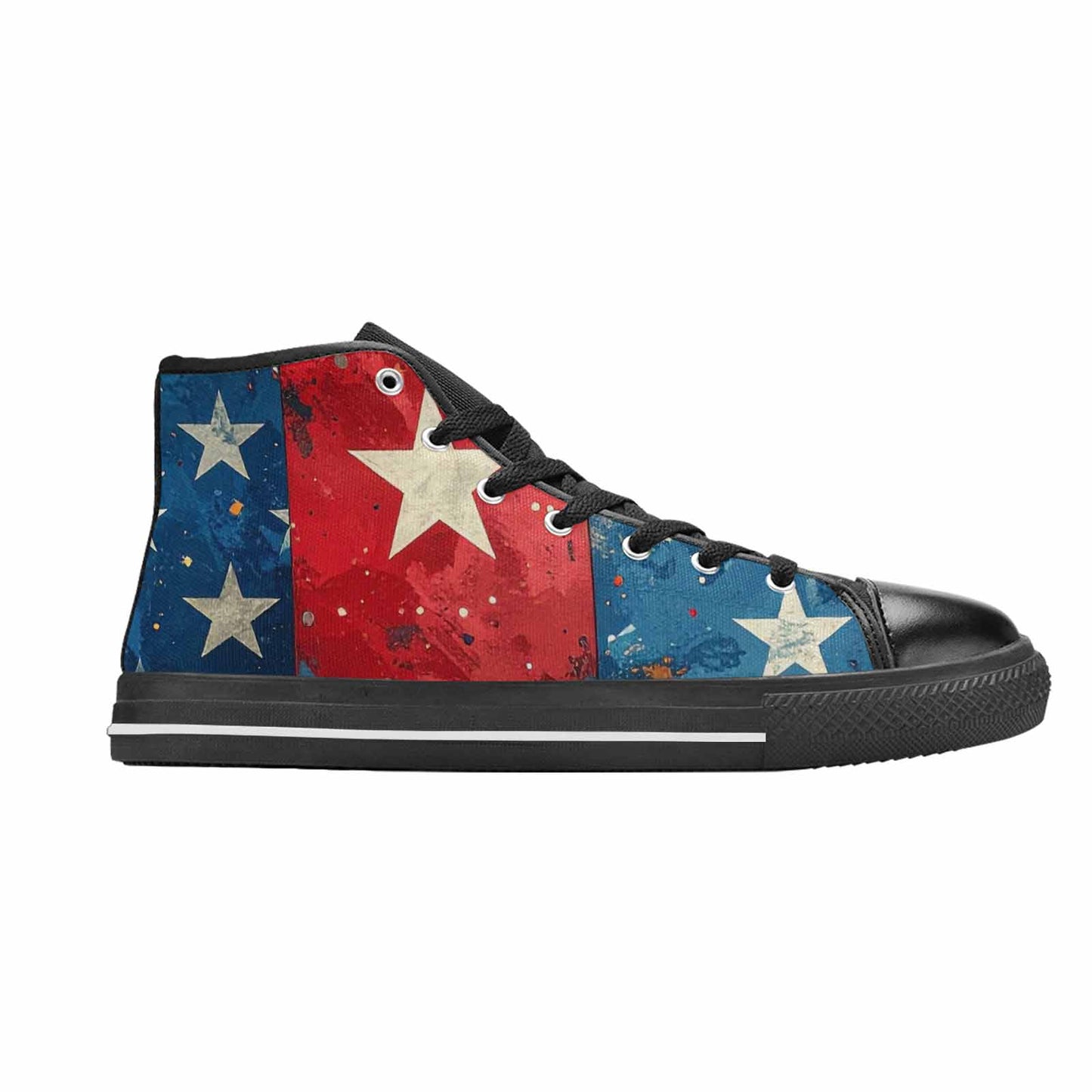 MEN'S American Flag Stars High Top Canvas Vibrant Chaos Sneakers