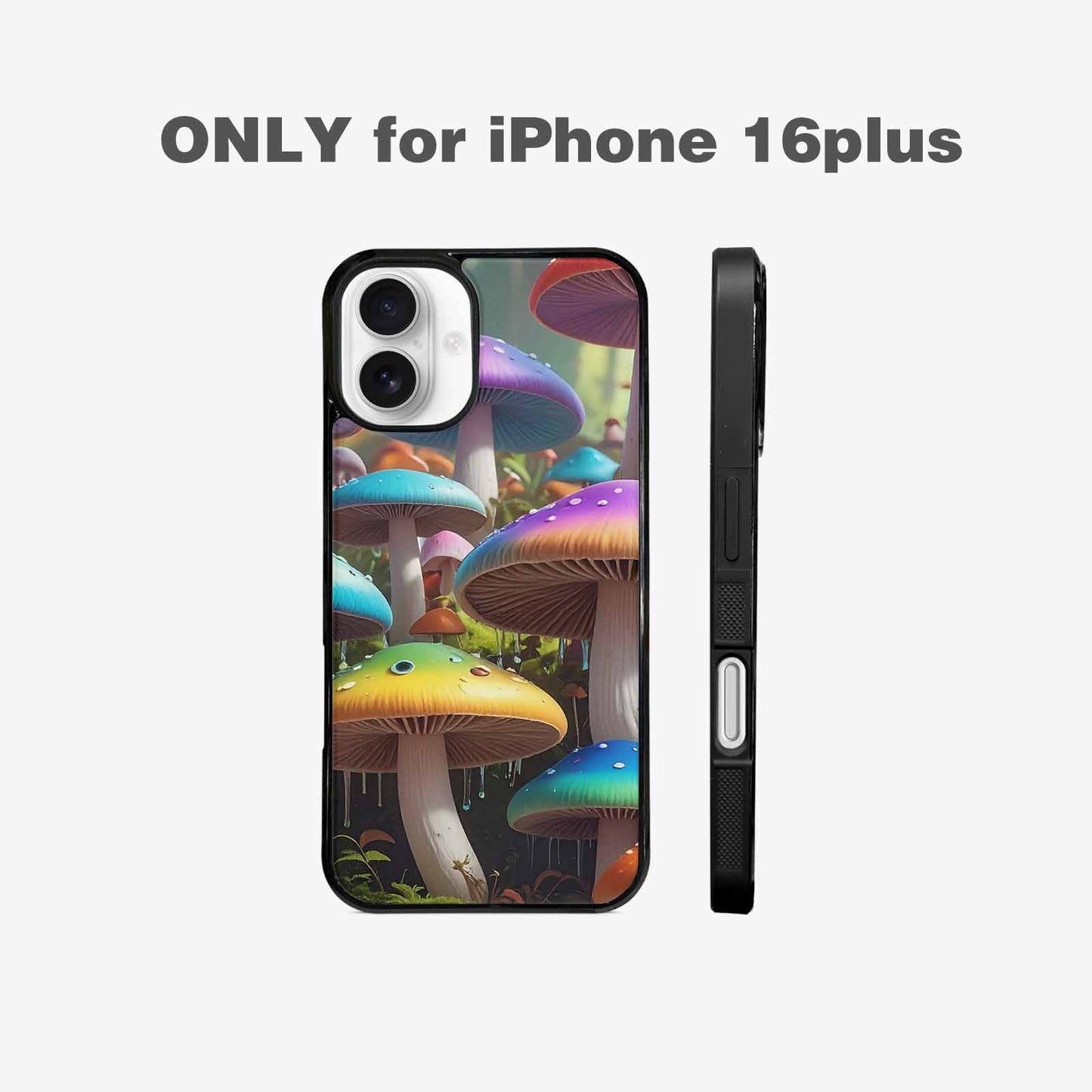 iPhone 16 Plus Case — Overlapping Endlessly No Empty Space Mushrooms, Custom Print Case Cover