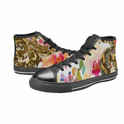 WOMEN'S Floral Snake Print High Top Canvas Dreamcore Custom Sneakers