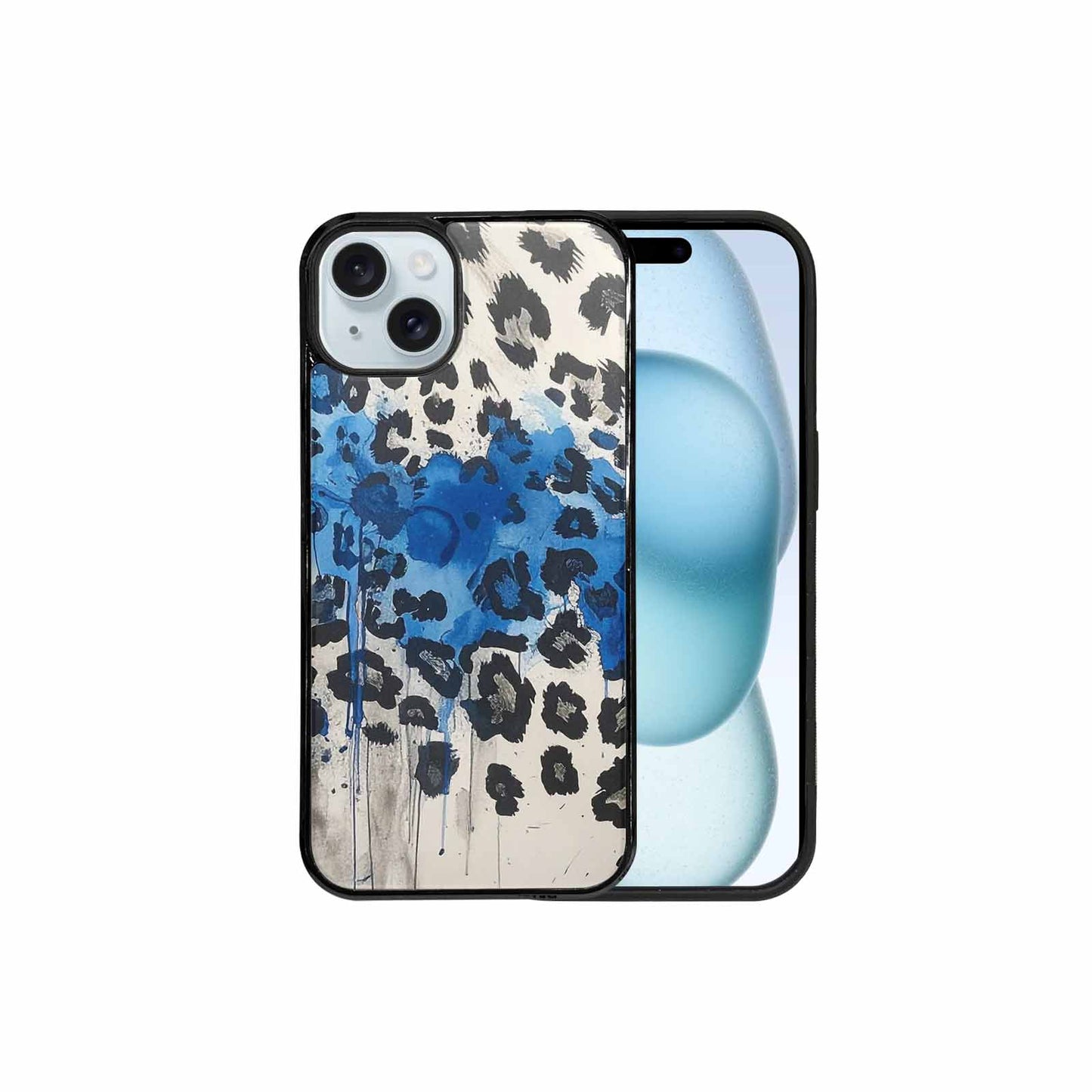 iPhone 15 Plus Case — Animal Print Black Blue Ink Animal, Customized Protective Case