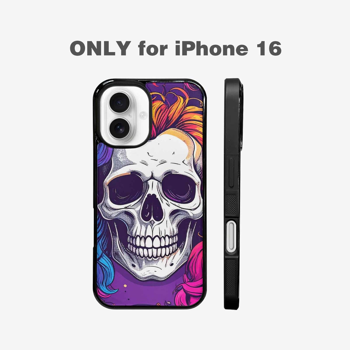 iPhone 16 Case — Pride Flag Skulls Seamless Pattern Vibrant, Personalized Phone Case