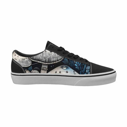 MEN'S Mushrooms Black & Blue Ink Canvas Original Design Kaleidoscope Custom Sneakers