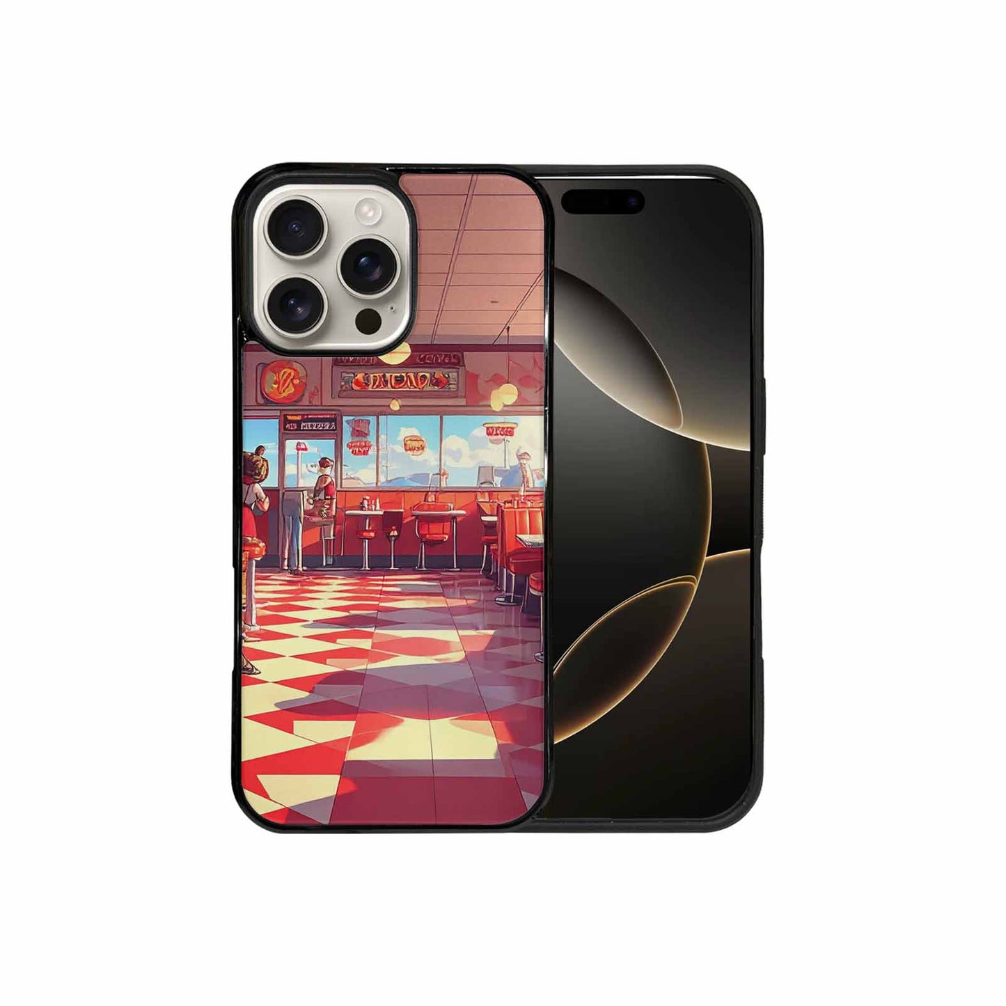 iPhone 16 Pro Max Case — 1950s Diner Cartoon Art Pattern, Original Design Phone Case