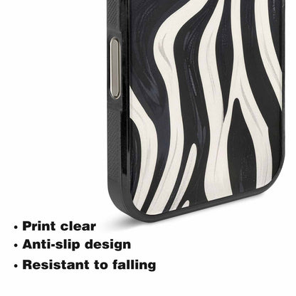 iPhone 16 Pro Case — Modern Zebra Stripe Print Crisp Black, Custom Designed Case Cover