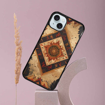 iPhone 15 Plus Case — Native American Geometric Pattern Arrows Feathers, Custom Designed Case Cover
