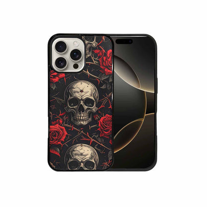 iPhone 16 Pro Max Case — Gothic Skulls Roses, Unique Phone Case Design
