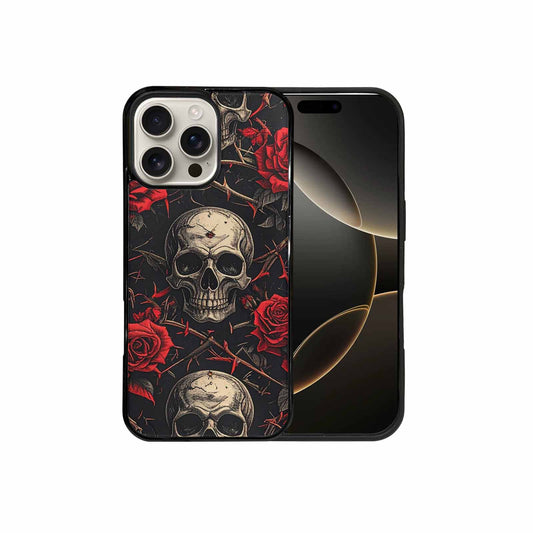 iPhone 16 Pro Max Case — Gothic Skulls Roses, Unique Phone Case Design