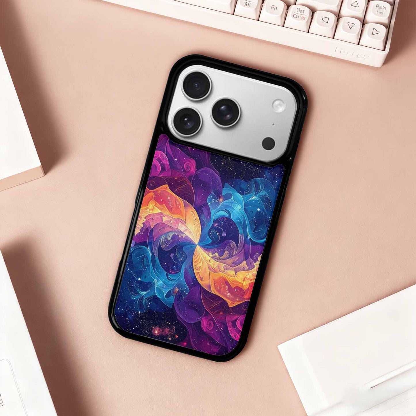 iPhone 17 Pro Case — Rose Galaxy Art Seamless Pattern Galaxy, Custom Art Phone Cover