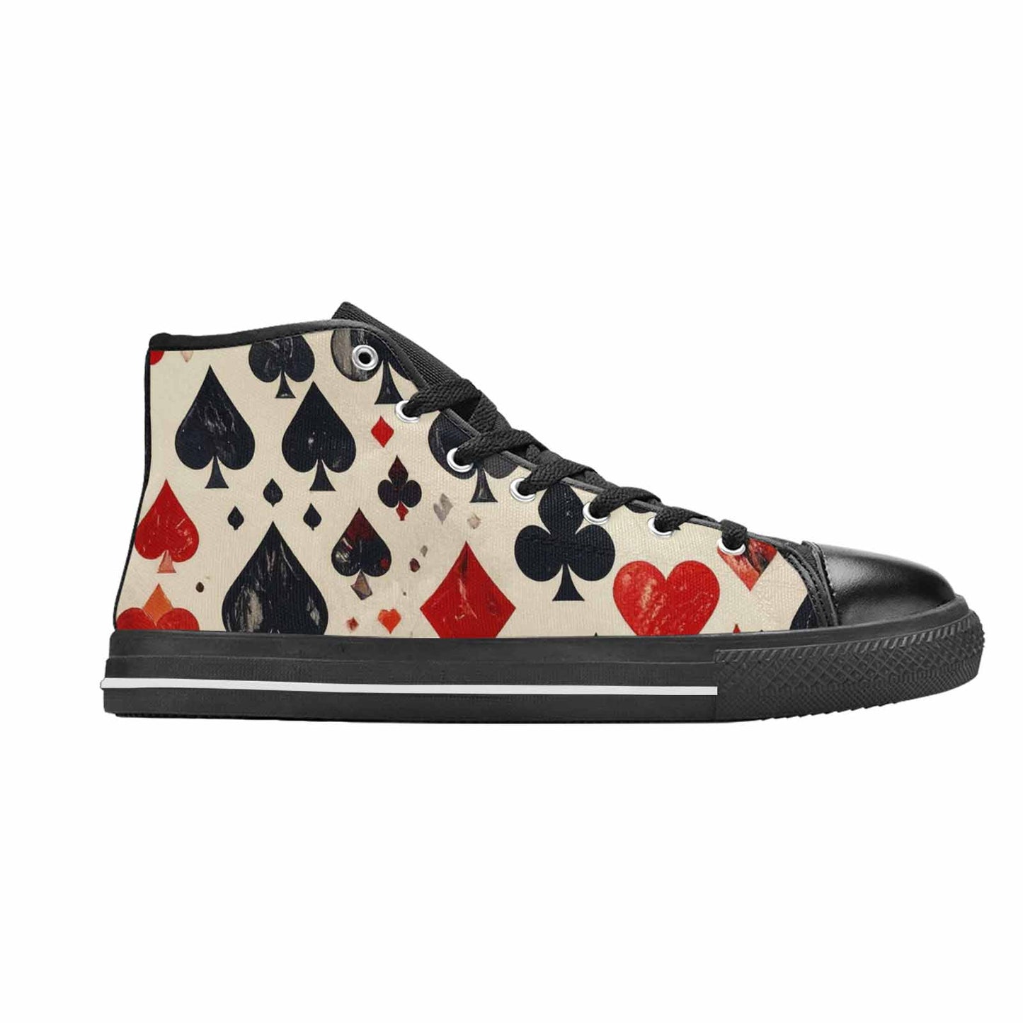 WOMEN'S Playing Card Suit High Top Canvas Vivid Custom Sneakers
