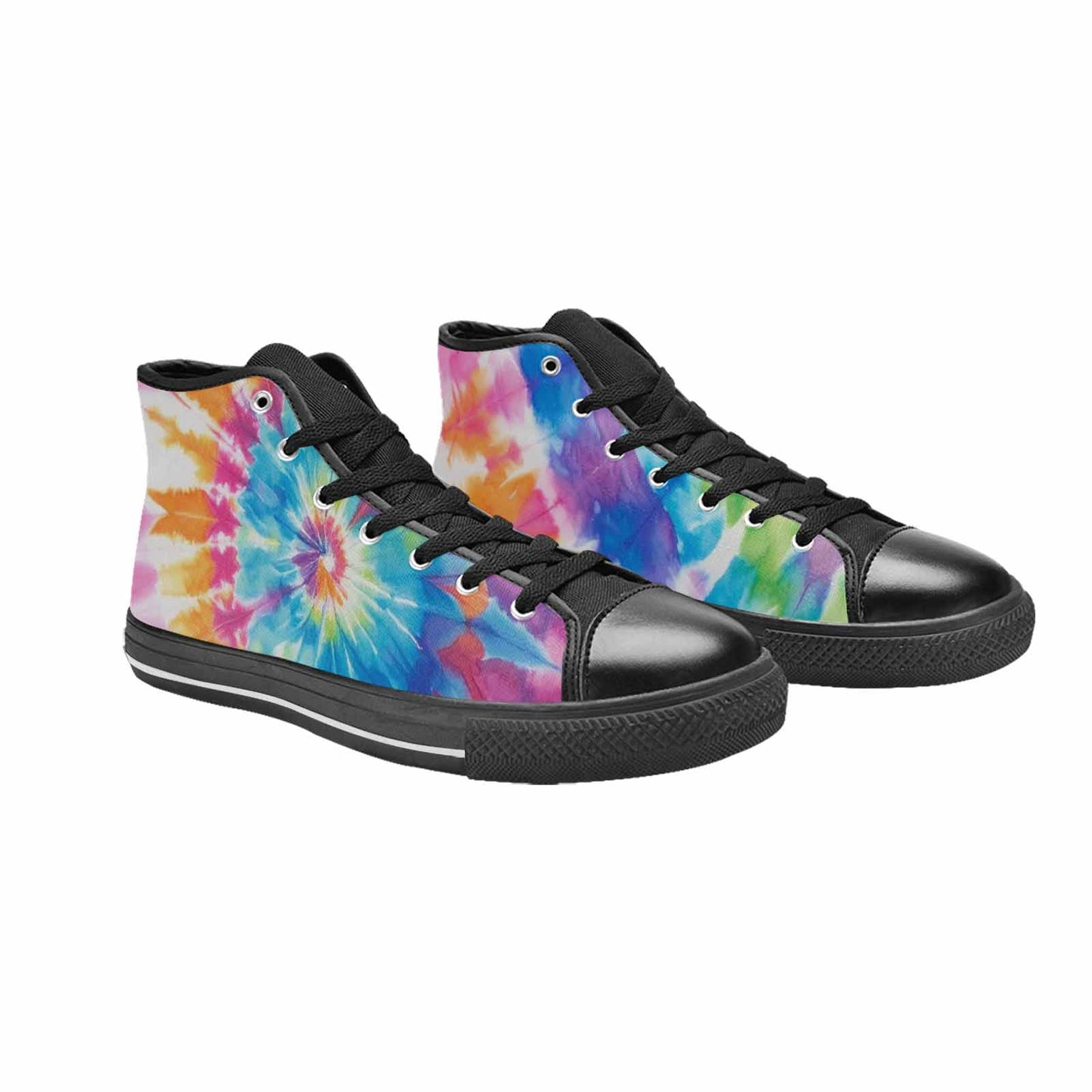 MEN'S Tie Dye Rainbow Twist High Top Canvas Neon Fantasy Shoes