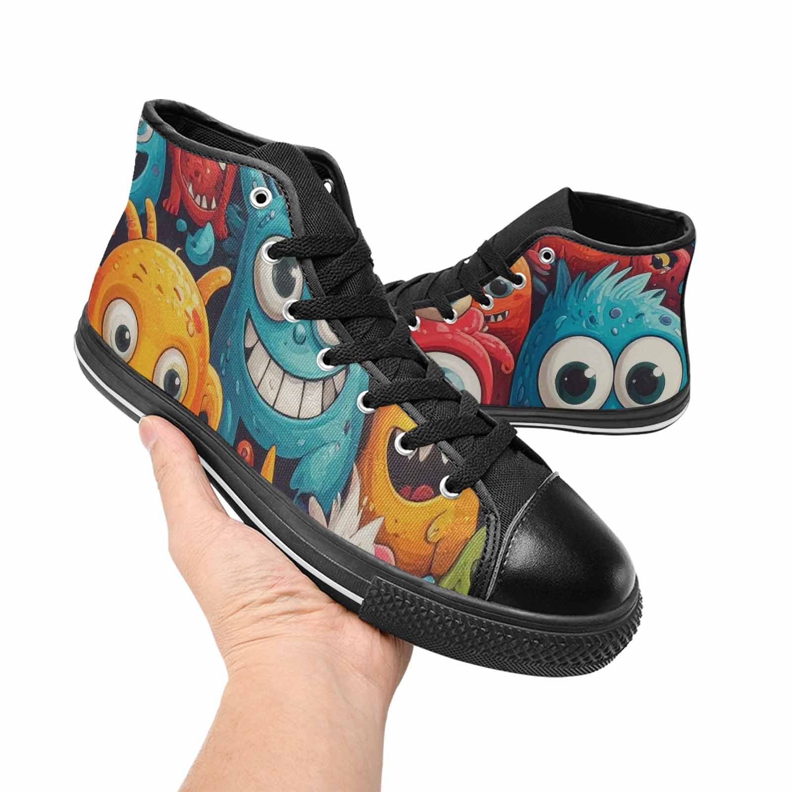 MEN'S Cartoon Monster Character High Top Canvas Surreal Custom Sneakers