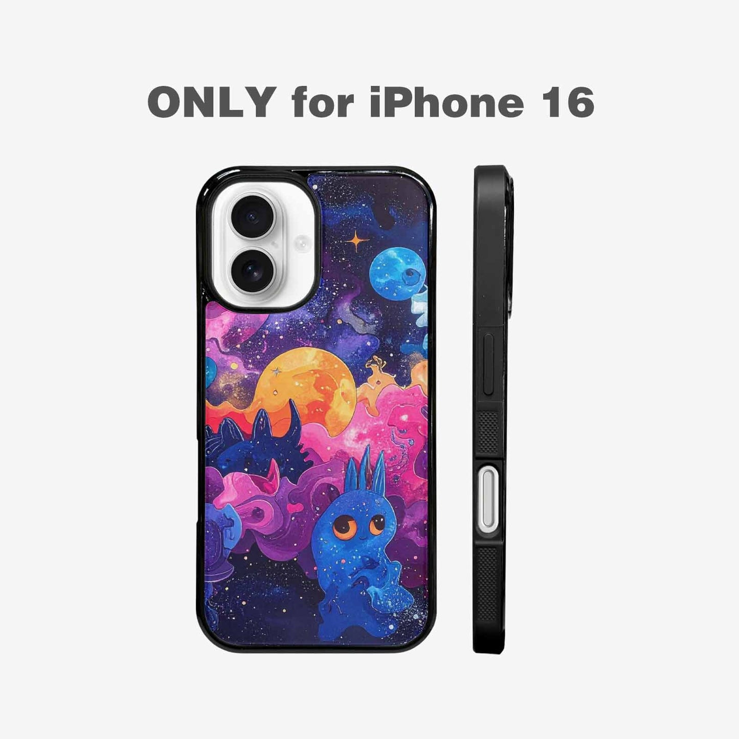 iPhone 16 Case — Cosmic Creature And Object Mashup Pattern, Original Design Phone Case