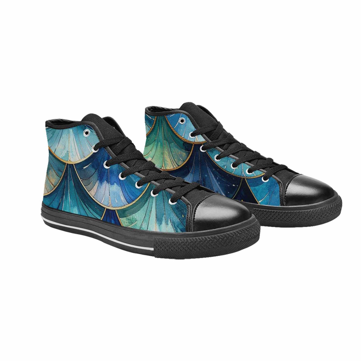 WOMEN'S Mermaid Scale High Top Canvas Grunge Sneakers