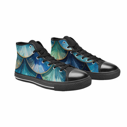 WOMEN'S Mermaid Scale High Top Canvas Grunge Sneakers