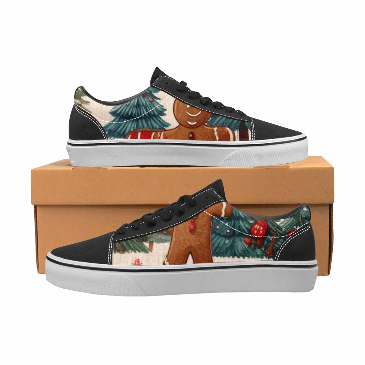 MEN'S Christmas Holly Snowflake Canvas Lace-Up Cottagecore Custom Shoes
