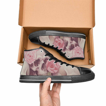 MEN'S Skulls Roses Soft Airbrush High Top Canvas Grunge Shoes