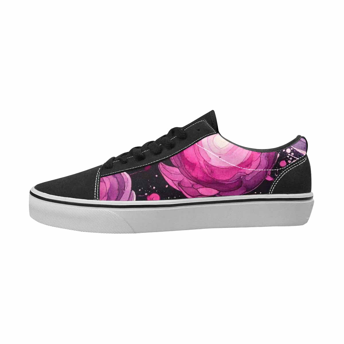 WOMEN'S Galaxy Art Black & Pink Ink Canvas Original Design Cottagecore Sneakers