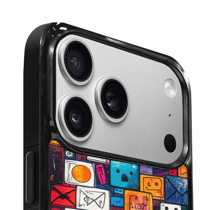 iPhone 17 Pro Max Case — Hand Drawn Icon Doodle Original Art, Custom Printed Phone Case