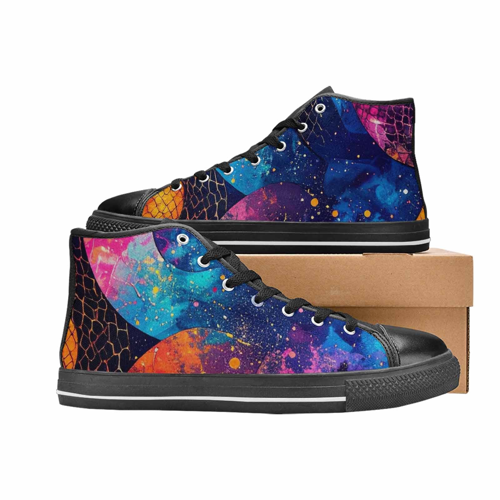 WOMEN'S Galaxy Snake Print High Top Canvas Surreal Sneakers