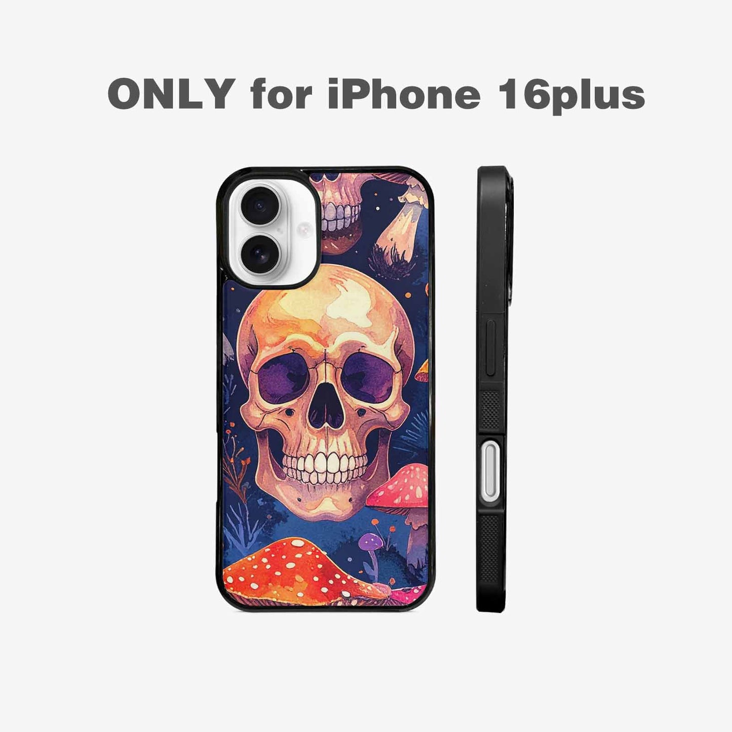 iPhone 16 Plus Case — Mushroom Skulls Custom, Custom Printed Phone Case