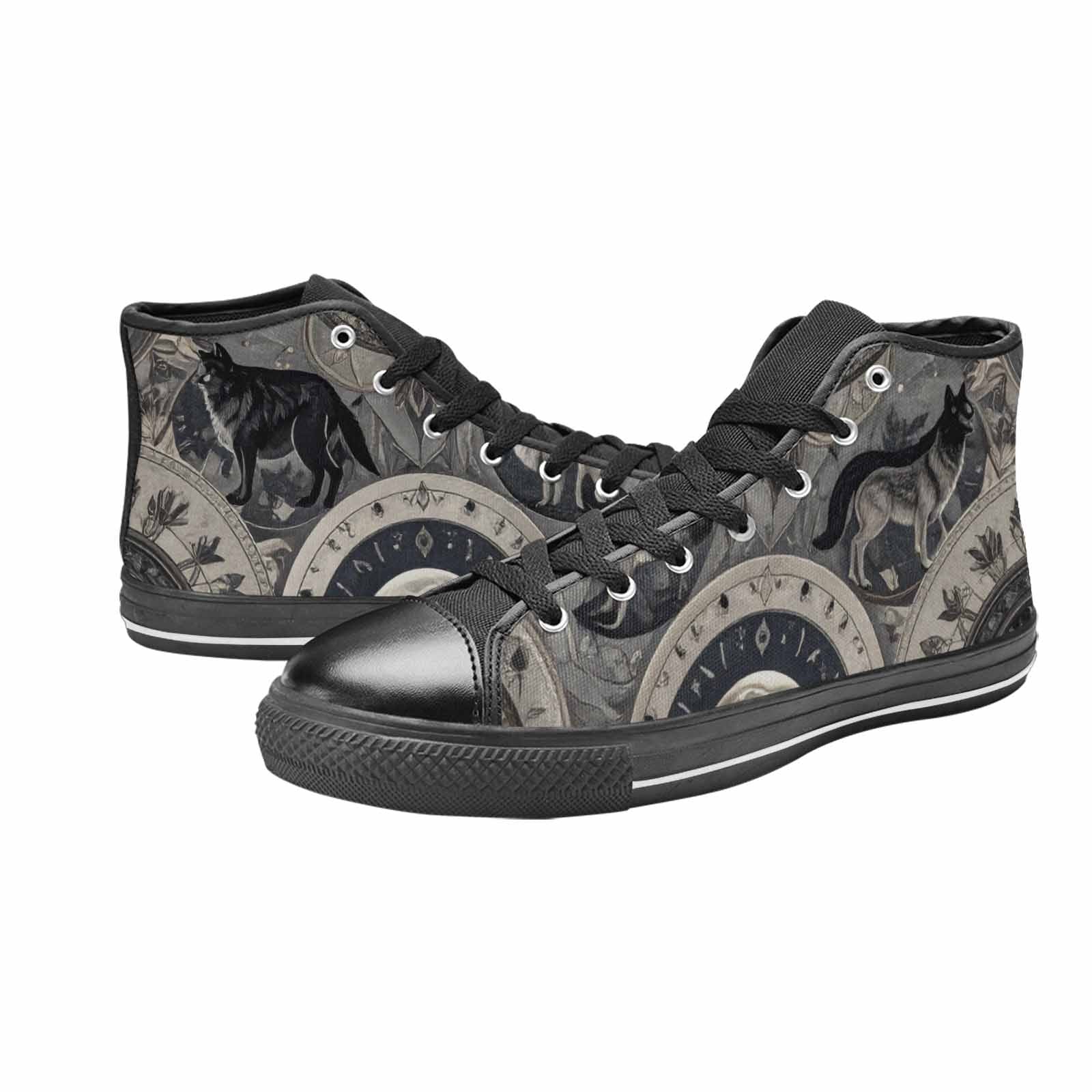 MEN'S Wolves Everywhere Collage High Top Canvas Dark Academia Shoes