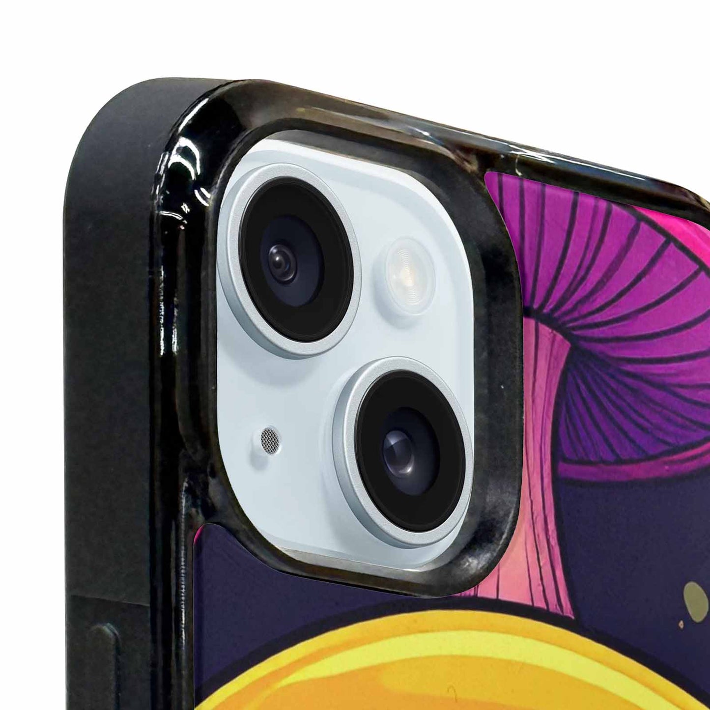 iPhone 15 Plus Case — Psychedelic Mushroom Cartoon Pattern, Custom Art Phone Cover
