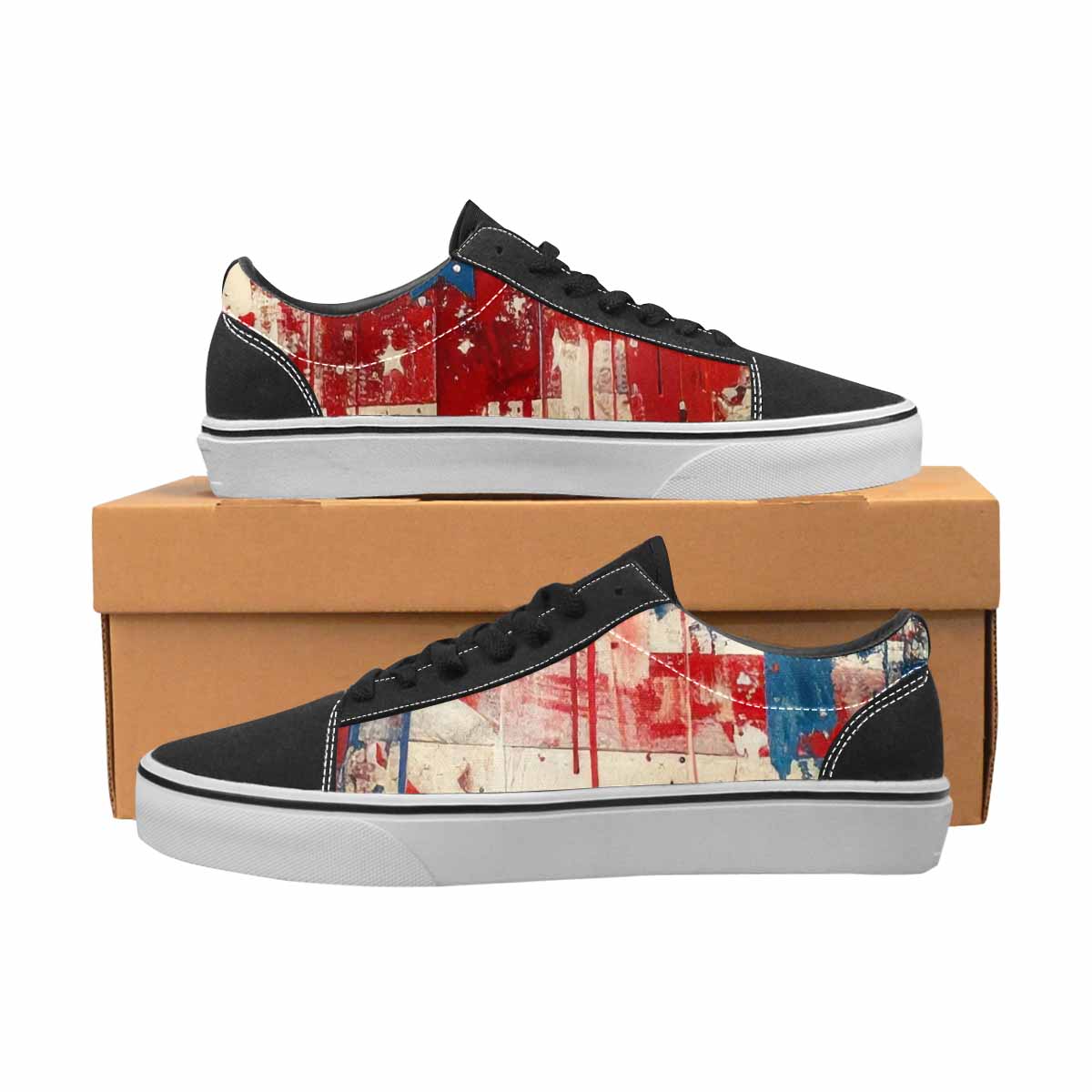 WOMEN'S Patriotic Stars Stripes Lace-Up Canvas Dark Academia Sneakers