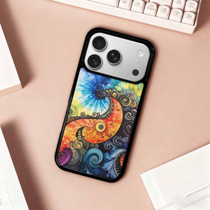 iPhone 17 Pro Case — Tie Dye Swirls Black White Tie, Personalized Phone Case