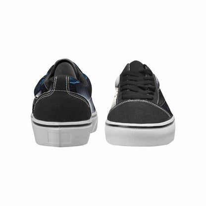 MEN'S Mushrooms Black & Blue Ink Canvas Original Design Kaleidoscope Original Art Sneakers