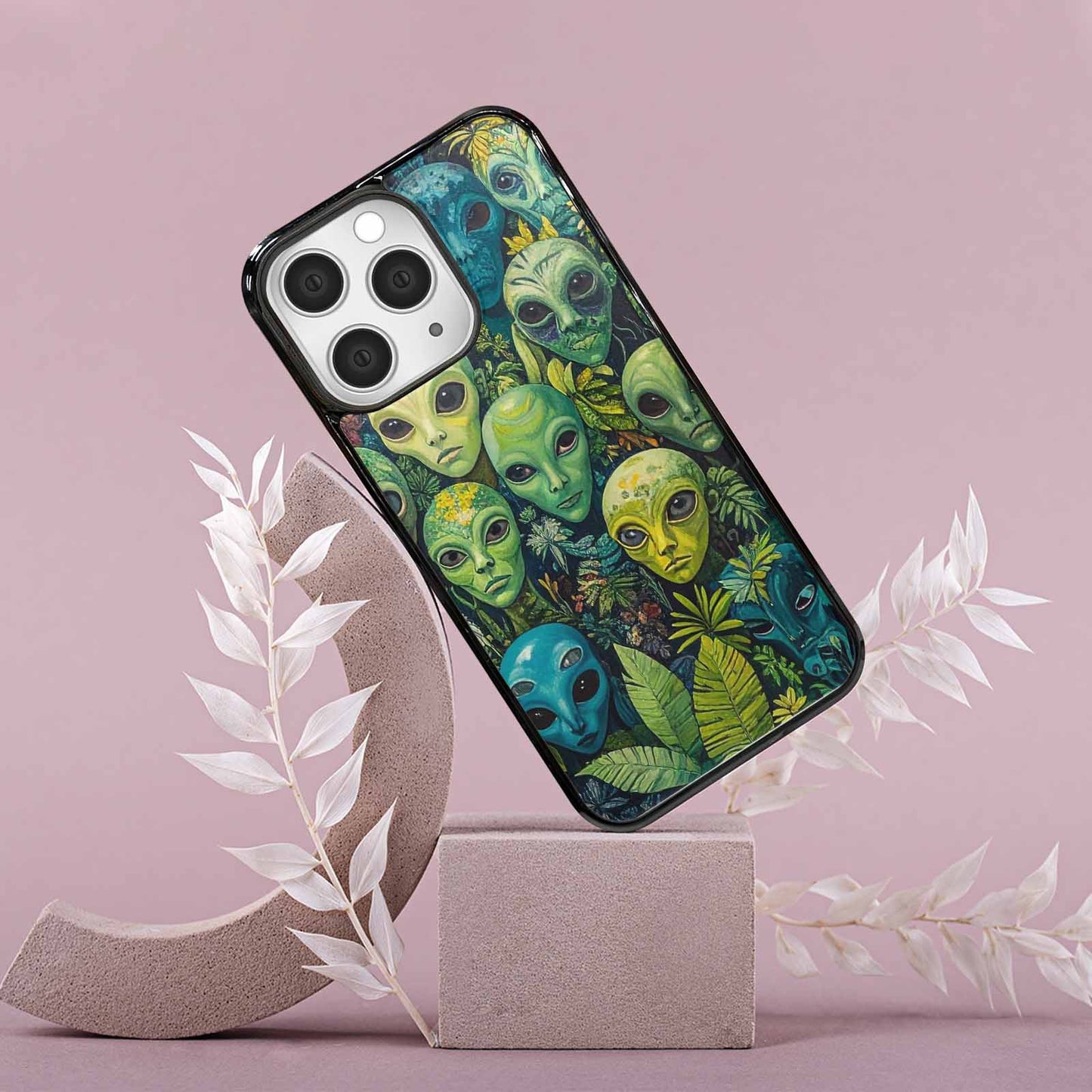 iPhone 15 Pro Max Case — Aliens Pattern Hundreds Of Sma Bcn, Custom Made Phone Cover