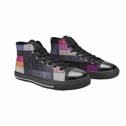 MEN'S Asexual Flag Color High Top Canvas Neon Fantasy Sneakers