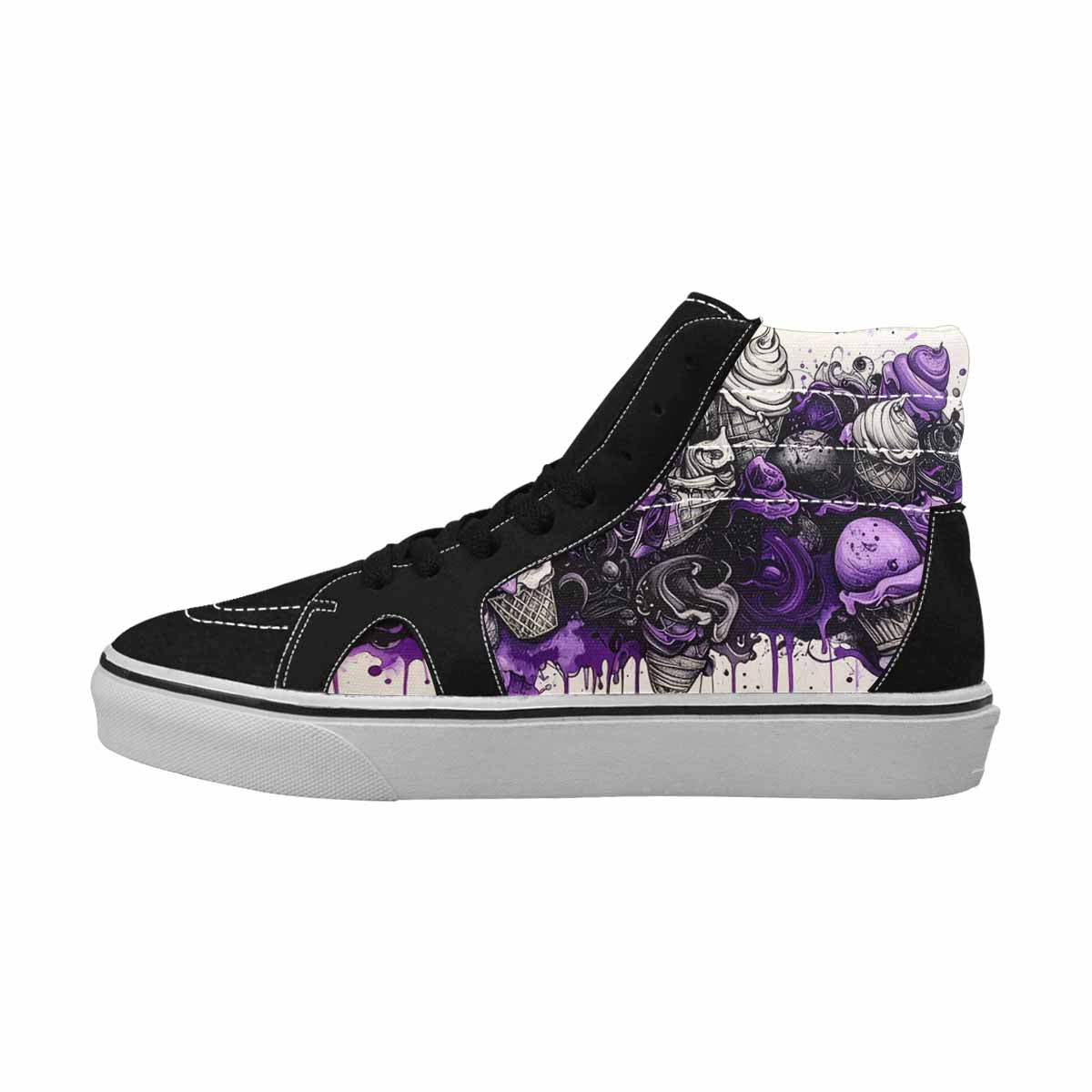 MEN'S Ice Cream Motif High Top Canvas Melting Art Sneakers