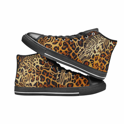 MEN'S Animal Print High Top Canvas Vibrant Chaos Custom Shoes