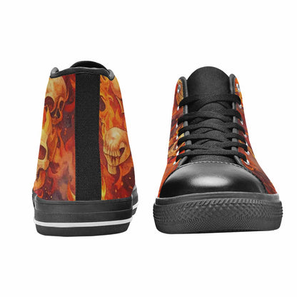 MEN'S Skulls - Flaming High Top Canvas Neon Fantasy Custom Shoes