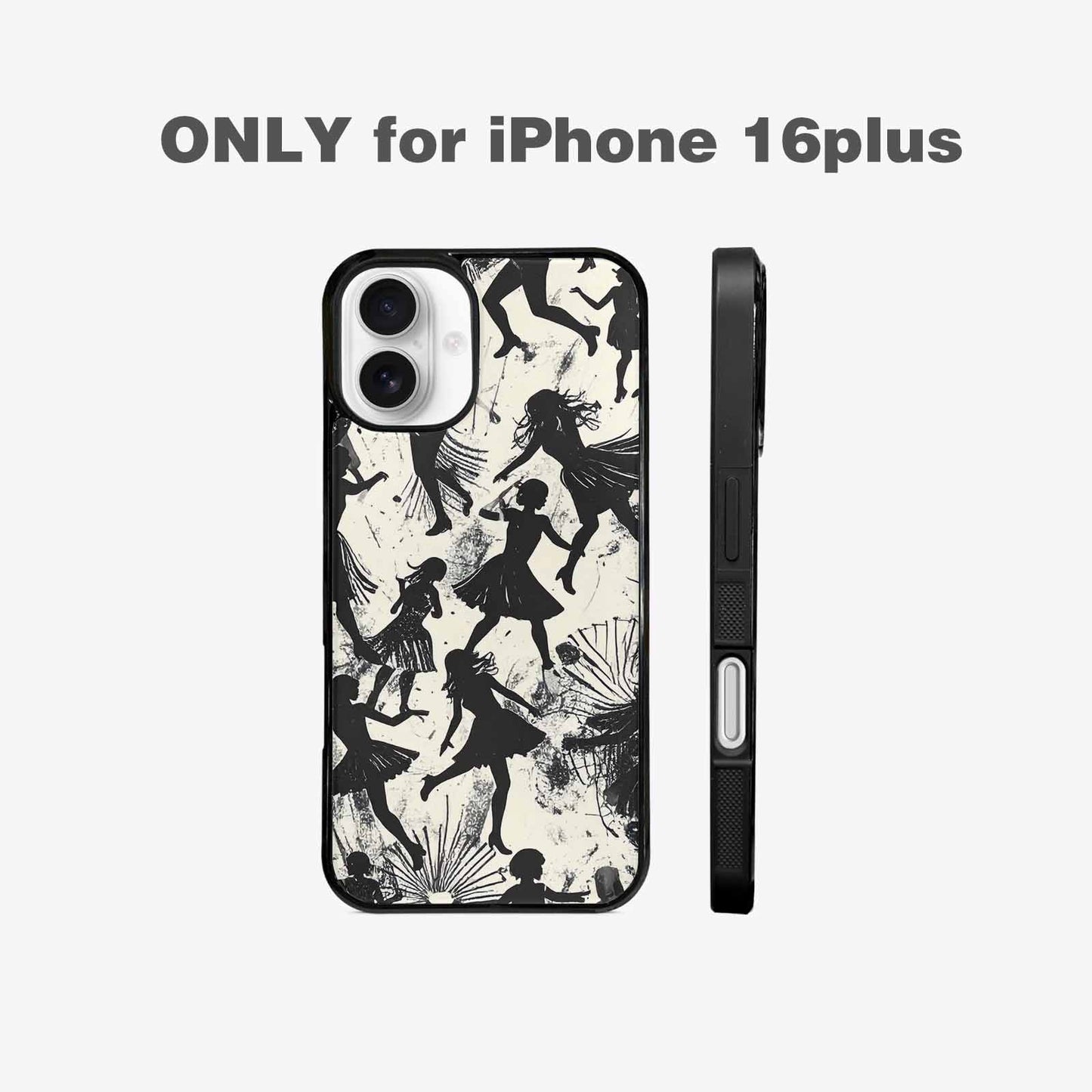 iPhone 16 Plus Case — Bold Dancing Figure Line Art Pattern, Original Design Phone Case