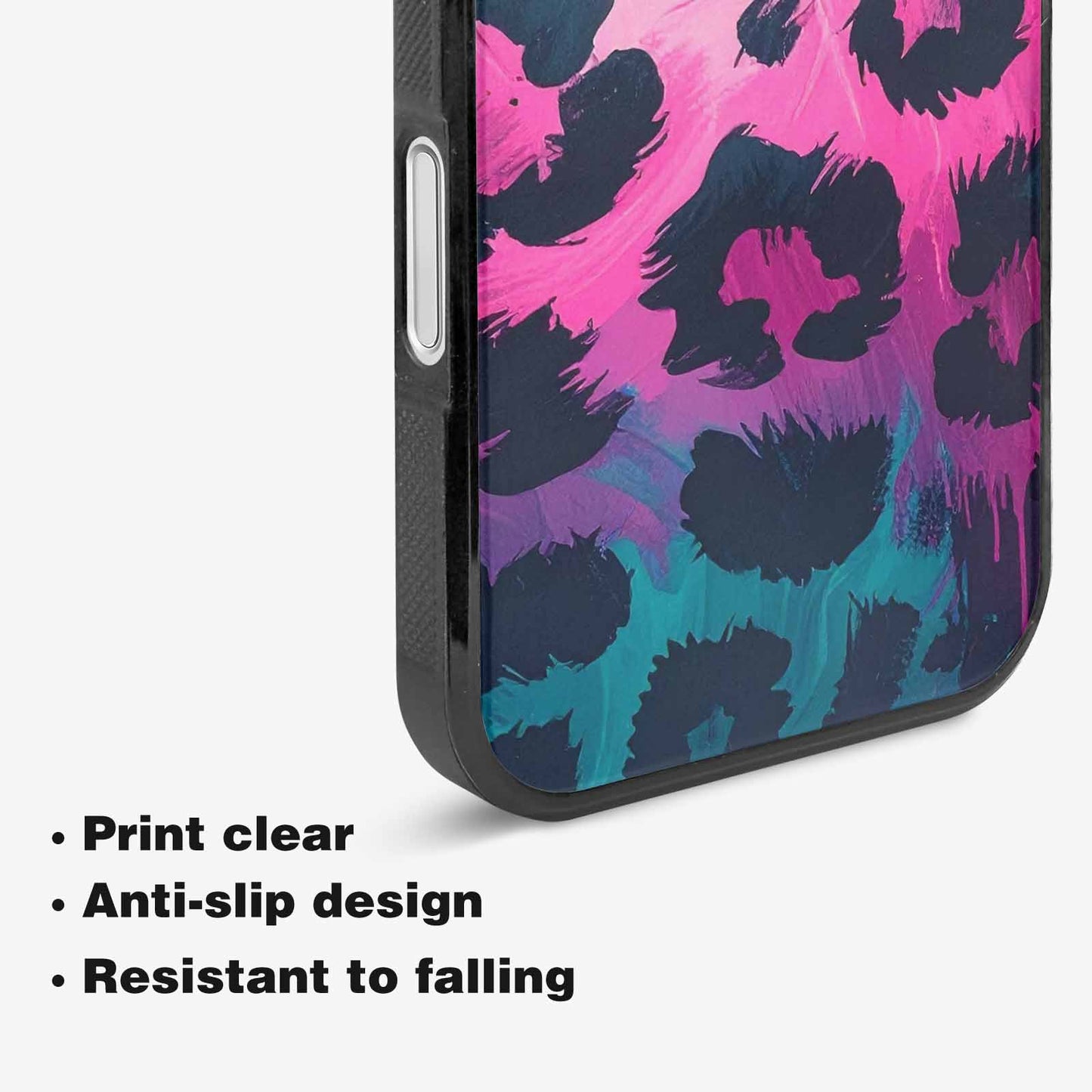 iPhone 16 Plus Case — Leopard Neon Pink Teal Airbrush, Unique Phone Case Design