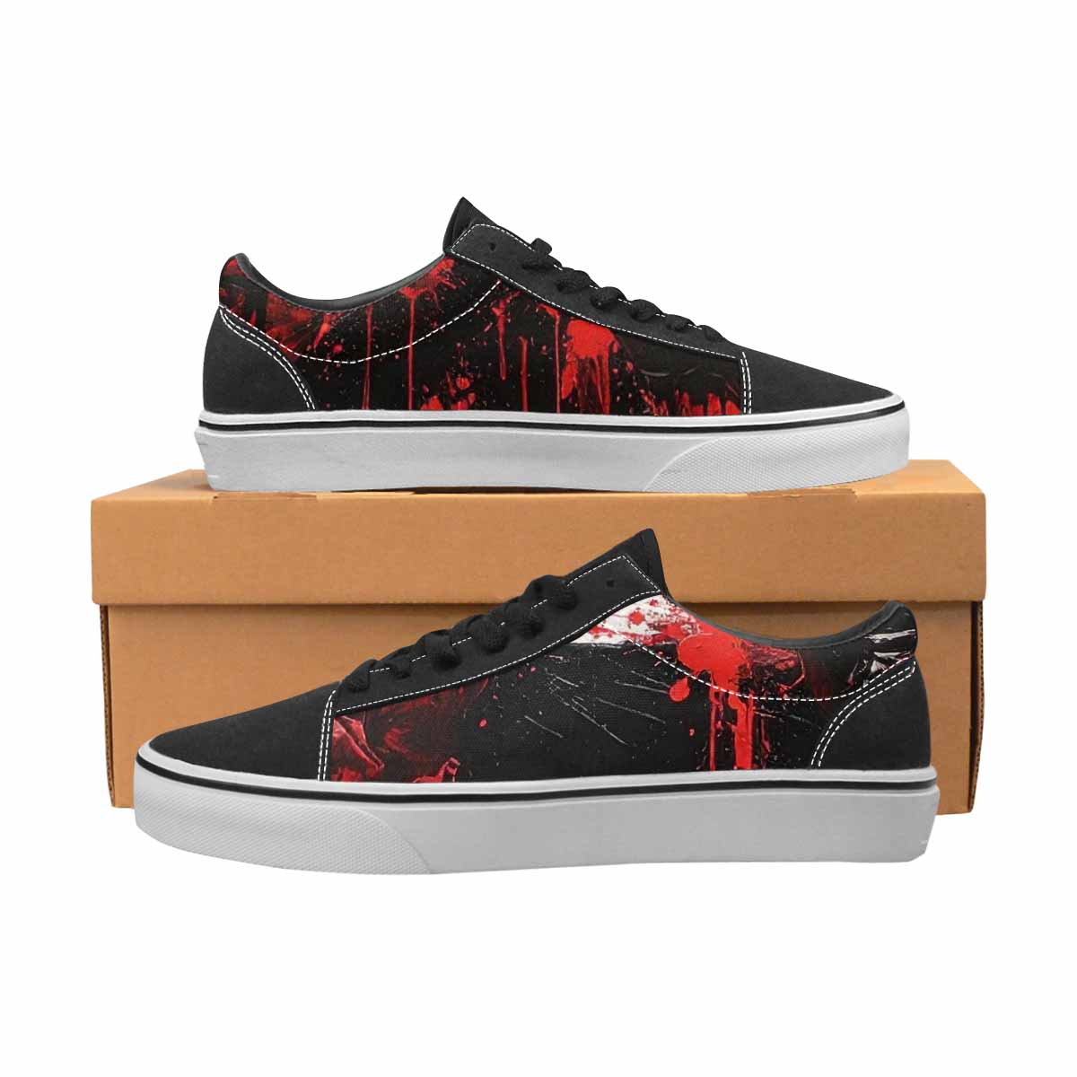 MEN'S Halloween Splatter Handprint Canvas Lace-Up Vivid Custom Sneakers