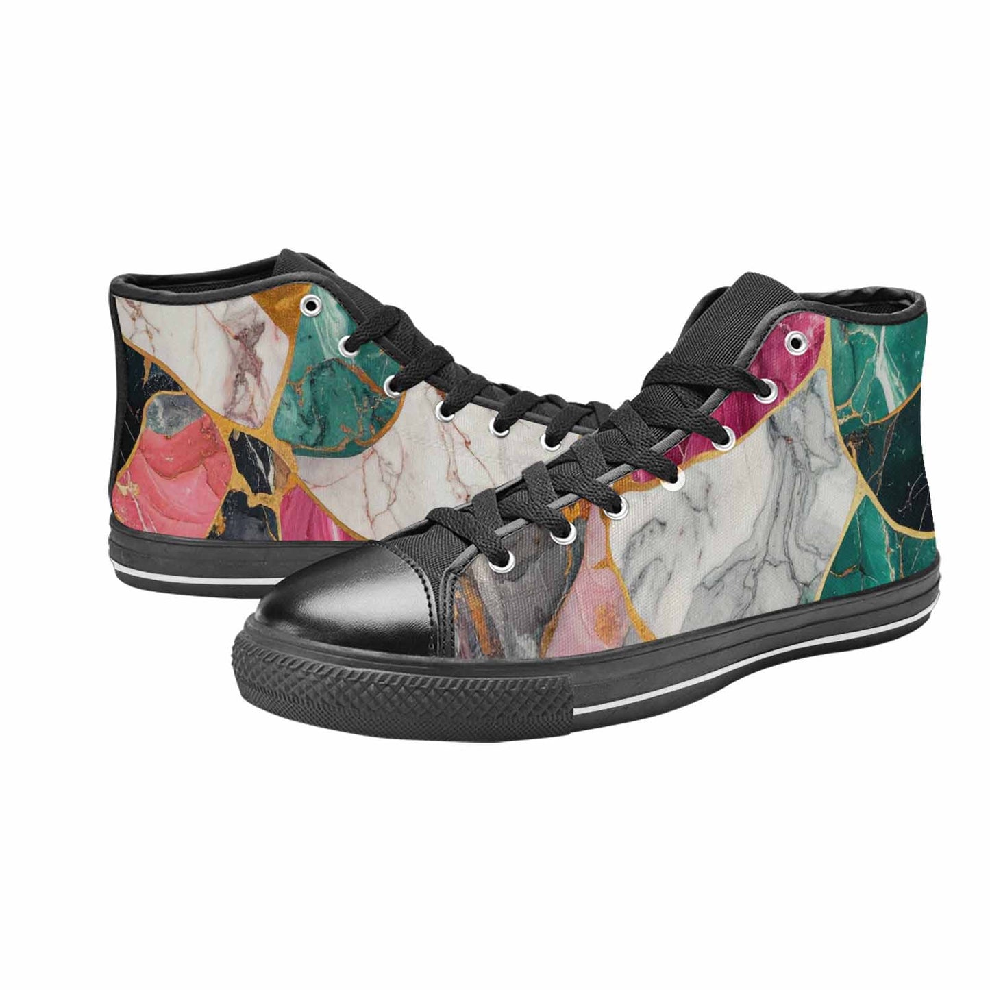 MEN'S Marble Stone Texture High Top Canvas Wallpaper Art Sneakers