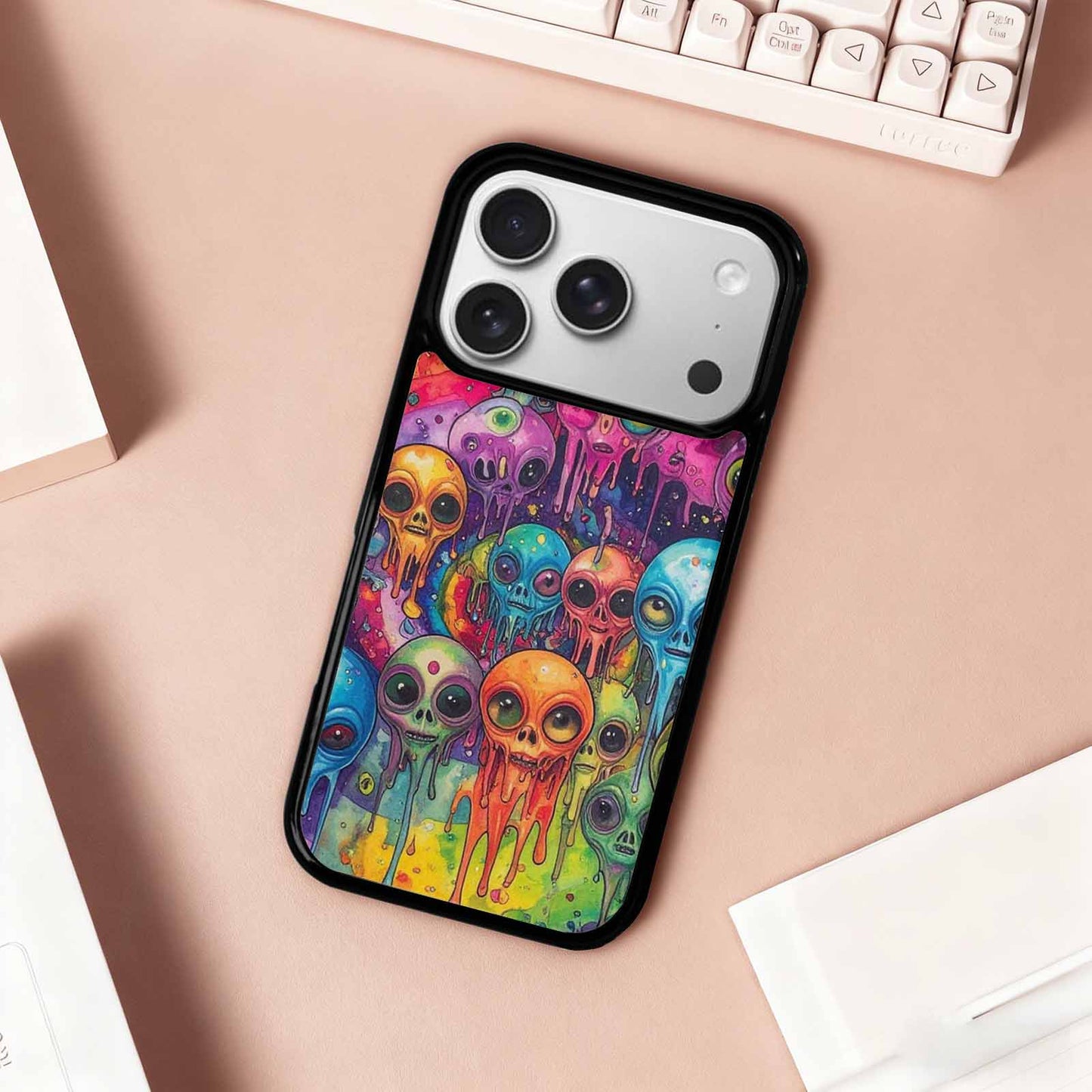 iPhone 17 Pro Case — Melting Aliens Pattern Hundreds Of Alien, Custom Print Case Cover