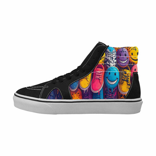 WOMEN'S Smiley Faces High Top Canvas Surreal Custom Shoes